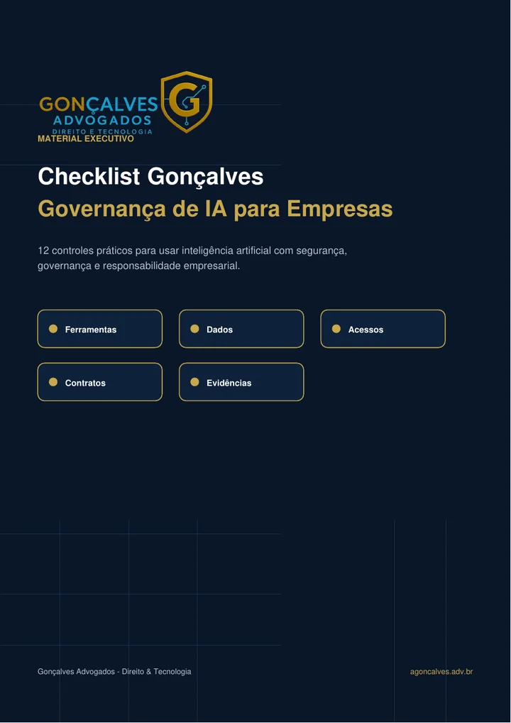 Capa do material Checklist Gonçalves — Governança de IA para Empresas